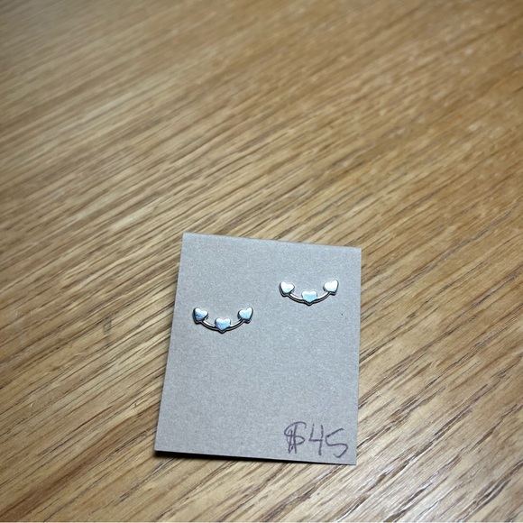 Triple Heart Sterling Silver Post Earring Climbers NWT - Picture 3 of 8